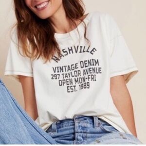 Anthropologie White Graphic Tee